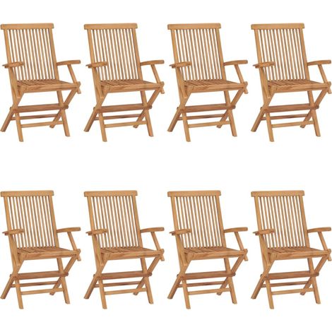 Gartenstühle Set von 8 Teakholz massiv
