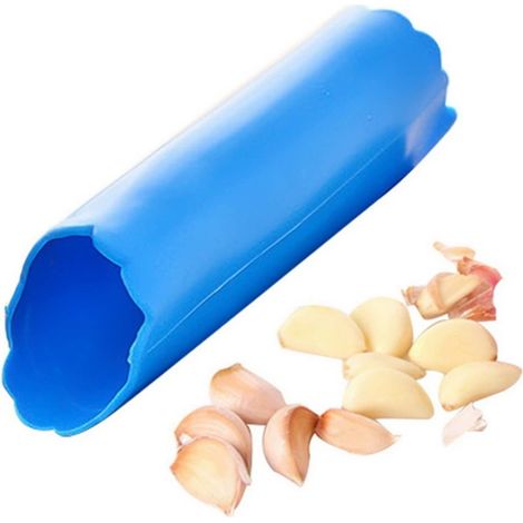 Éplucheur à ail en silicone, presse-éplucheur, tube à peler, outil de cuisine facile et pratique, bleu (1/5)