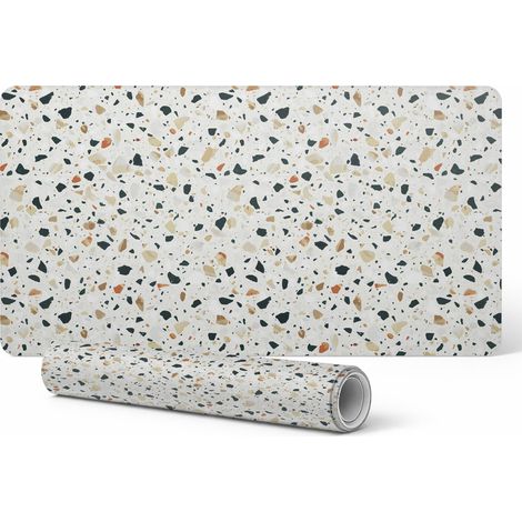Alfombrilla antideslizante para escritorio con estampado de terrazo cl谩sico, 100 x 50 cm.