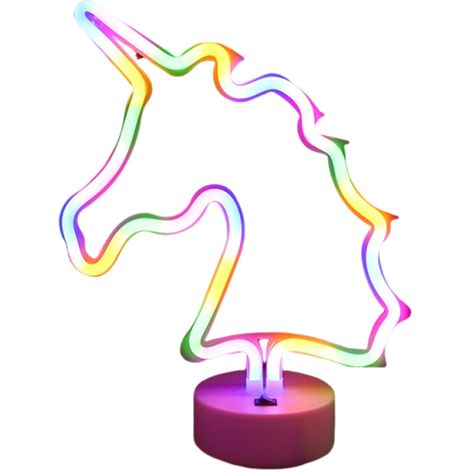 1 Lampe néon Licorne Arc-en-ciel, forme cœur, double alimentation USB et pile, avec télécommande, pour chambre d'enfant (1/5)
