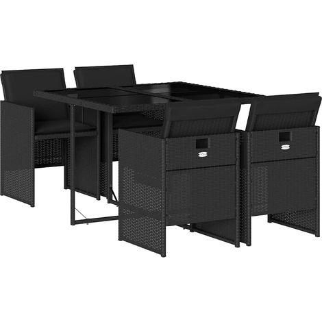 Maison Exclusive - 5-tlg. Garten-Essgruppe mit Kissen Schwarz Pol