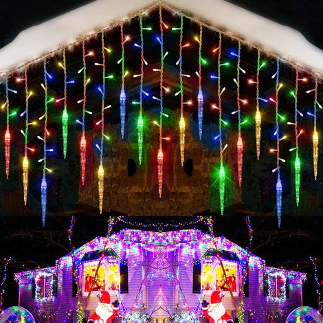 Guirlande en forme de glaçons de Noël en cristal de glace de 5 m avec 36 gouttes, guirlande lumineuse lumineuse, multicolore (1/5)