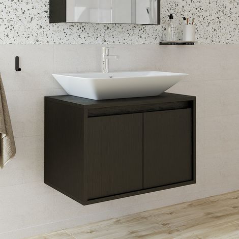 Roomart ATLANTIC-65 Unterschrank Bad 65 cm breit, Schwarz-Eiche
