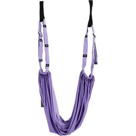 Corde violette pour le yoga aérien, équipement pour les exercices de yoga à domicile, peut être accrochée à la porte bande élastique d’étirement pour le yoga. (1/4)