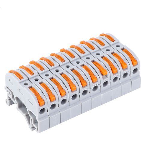 10 connecteurs de fil de type rail PCT-211 0,2-4 mm, bornier de câblage à pression rapide (gris clair) (1/5)