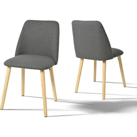 Goeurvant Chaises de Salle à Manger Modernes Minimalistes avec Revêtement Respirant et Pieds en Bois Massif - Lot de 2 - Gris