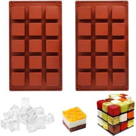 30 Cavités 3,3cm Moule Silicone Carré Chocolat Praliné, Cube Moule Silicone Patisserie, Silicone de Qualité Alimentaire, 30℃-230℃ (1/4)