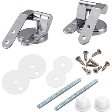 Charniere Abattant WC, Kit Fixations Remplacement pour WC Abattant, Charnière WC Fixations, pour Sièges de Toilette en Résine de Bois - 2 Pcs (1/5)