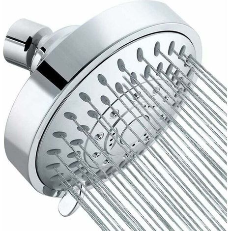 Runder Solarduschkopf, 10 cm (4 Zoll) Hochdruck-Duschkopf, Wasserfall-Duschkopf, Anti-Kalk-Chrom-Oberfläche für Badezimmer, abnehmbarer wassersparender Duschkopf, 5 Einstellungen (1/5)