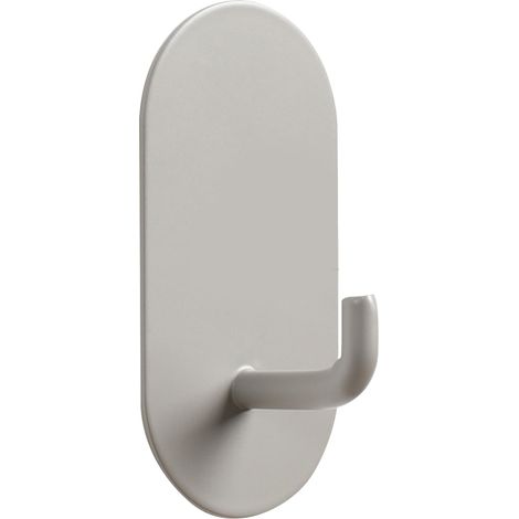 Wall Mounted Self Adhesive Hooks Waterproof Iron Single Hook Punch Free for Kitchen Bathroom Warm Grey (1/5)