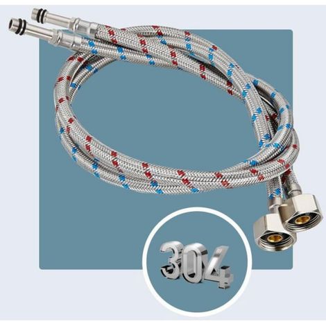 Tuyau d'alimentation en eau - - Acier inoxydable SUS304 - 81 cm - Raccord femelle G1/2 (1/4)