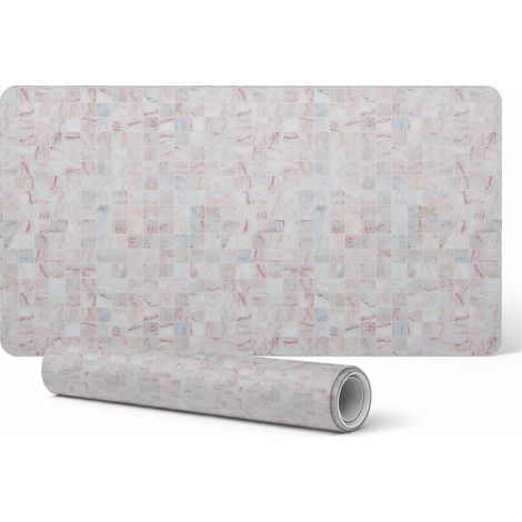 Alfombrilla protectora antideslizante para escritorio con estampado de mosaico en tonos pastel, 90x45 cm. (1/5)