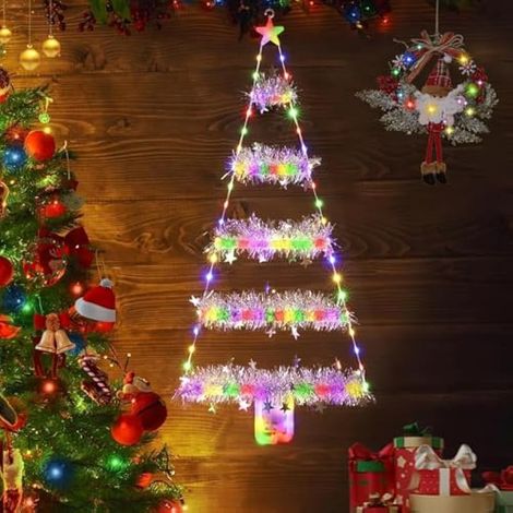 Guirlande lumineuse extérieure de Noël de 70 cm, à piles, avec télécommande et minuterie, 8 modes d'éclairage, étanche, pour sapin ou fenêtre. (1/5)