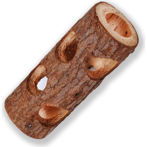 1 Bûche à mâcher, Sapin chinois, 6 trous, Distributeur friandises, Hamster gerbille (1/5)