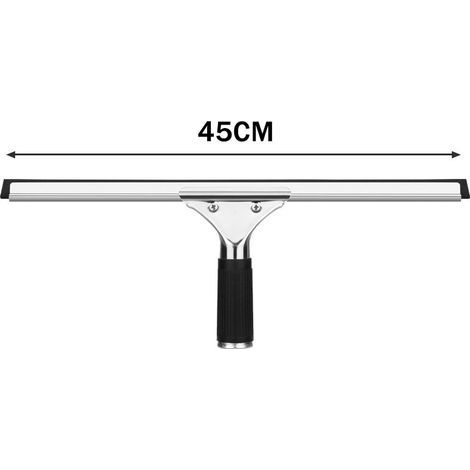 Raclette à vitres professionnelle, essuie-glace en acier inoxydable, pour douche, salle de bain, miroir, nettoyage des vitres, carrelage, vitres, raclette de douche, fenêtre (noir, 45 cm) (1/4)