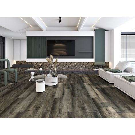 Sol vinyle PVC clipsable 5 mm noir 2,554 m² HAVRYA (1/4)