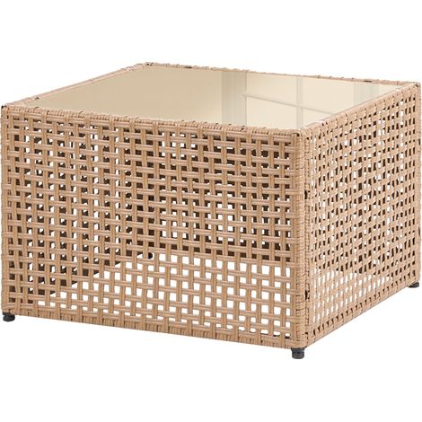 Outdoor Couchtisch OMEGANA 66 cm 66 cm Polyrattan Beige