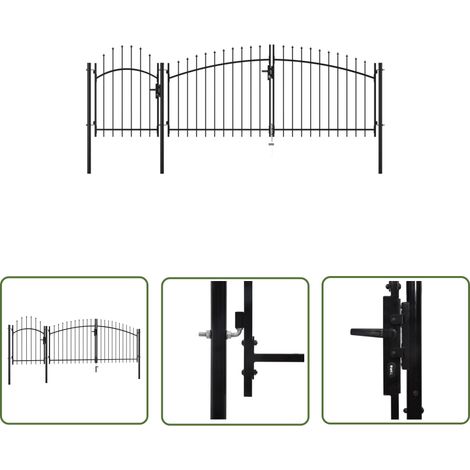 The Living Store Portail de jardin Acier 1,5 x 4 m Noir - Portail De Jardin - Portail En Acier - Portail Noir - Clôture De Jardin - Porte D'entrée (1/5)