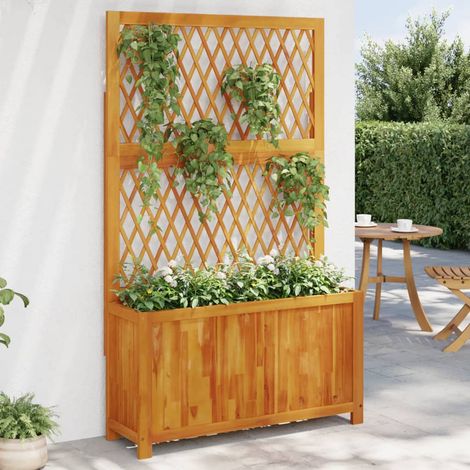 Jardinera con enrejado y estante acacia maciza 100x32x165 cm vidaXL (1/5)
