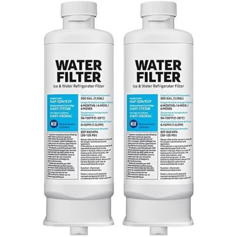 DA97 17376B Refrigerator Water Filter, Compatible with Many Brands, Reduces Pollutants for Clean and Safe Water, 2 Units (1/4)