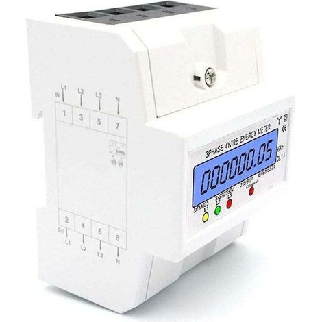 Compteur d'énergie triphasé à 4 fils, 220/380v, 5-80a, consommation d'énergie, compteur Kwh, installation sur rail Din, compteur d'énergie électrique numérique avec écran LCD rétroéclairé (1/5)