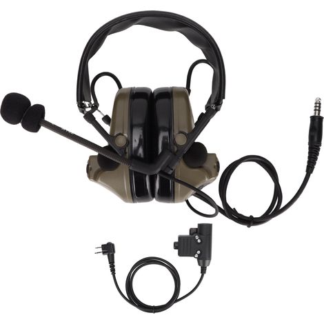 Militär-Headset mit Gehörschutz und U94 PPT-Anschluss für Motorola GP88 GP-300 GP3688 DEP450 EP450, Farbe: Armeegrün. (1/5)
