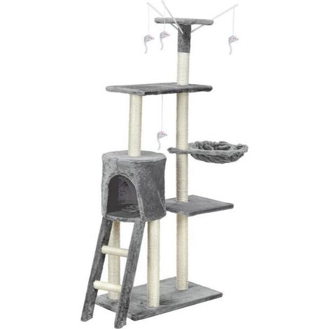 Griffoir arbre à chat XXL 135 x 97 x 55 cm gris