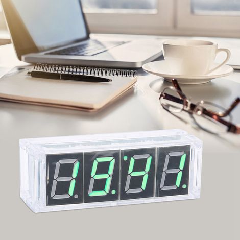 Kit DIY Horloge Numérique LED 4 Chiffres - Affichage Automatique Heure et Température - Électronique Vert (1/5)
