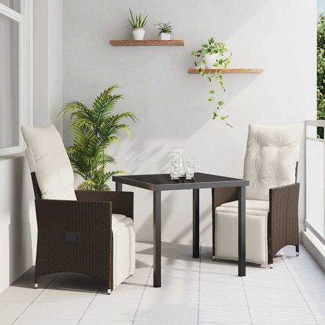 Ensemble de salle à manger pour jardin 3 pcs-Salon de jardin Marron polyrotin 924465 (1/5)