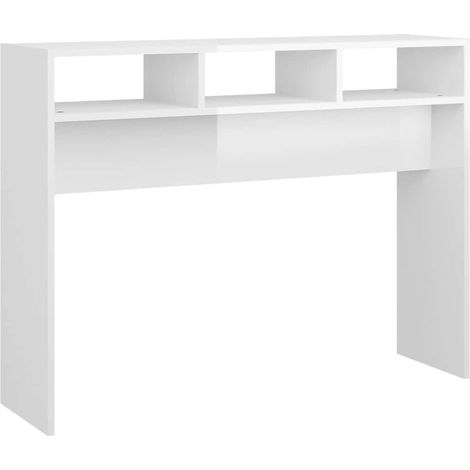 Maison Exclusive - Tavolino Consolle Bianco Lucido 105x30x80 cm Legno Multistrato (1/5)