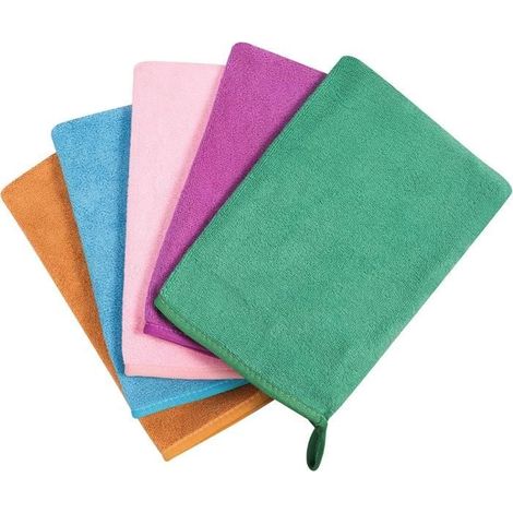 Gants de Toilette - Non spécifié - 15x21 cm - Microfibre - Lot de 5 - Lavable en machine (1/4)