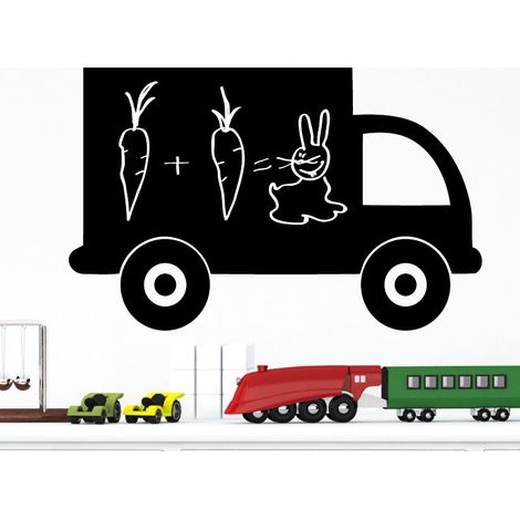 Sticker ardoise tableau noir - stickers muraux adhésif effaçable - CAMION - 16x25cm (1/3)
