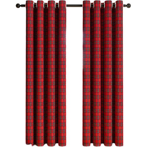 Rideaux à Motif Vichy et Tartan Écossais - Panneau Décoratif pour Fenêtre - Filtre Lumière - Style Maison de Campagne