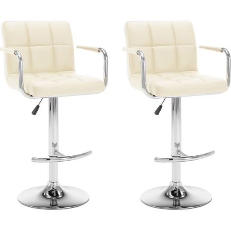 Tabourets de bar lot de 2 crème similicuir