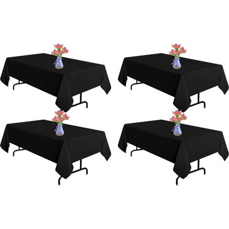 4er-Pack Schwarze Tischdecken 152x320 cm für rechteckige Tische, waschbar