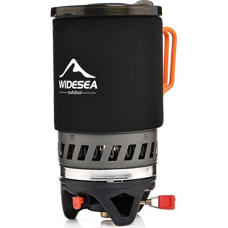Ensemble cafetière de camping portable Widesea, cafetière à piston 0,9 L, réchaud à gaz 1100 BTU, couvercle anti-brûlure (1/5)