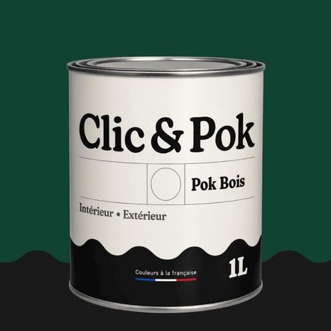 Peinture Bois Extérieur – POK BOIS - 1L - RAL 6005 - Vert mousse- Résistante aux intempéries - Ne s'écaille pas