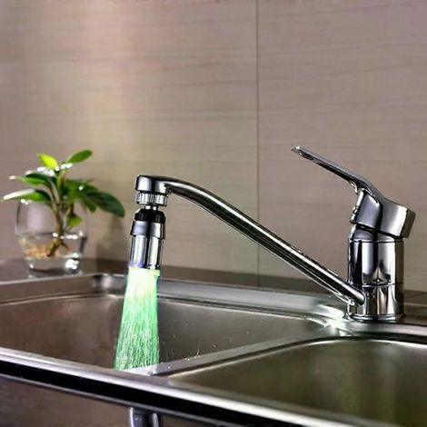 Pommeau de douche lumineux avec filtre et éclairage LED multicolore pour robinet de salle de bain et cuisine (1/4)