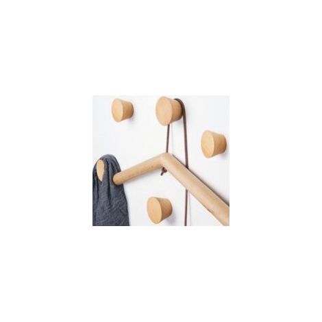 Ganci appendiabiti in legno, ganci da parete, set da 5 ganci rotondi, ganci per porte e finestre, decorazioni per la casa, soggiorno, bagno (legno di faggio) - Crezuo