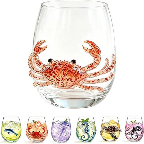 Verre à whisky artisanal en verre Irovami Glass en forme d'œuf et d'animal, crabe (1/5)