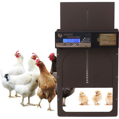 Automatische Hühnerstalltür mit Zeitschaltuhr, aus Aluminiumlegierung, IP45 wasserdicht, LED-Anzeige, batteriebetrieben, für den landwirtschaftlichen Einsatz, braun/kaffeefarben (1/5)