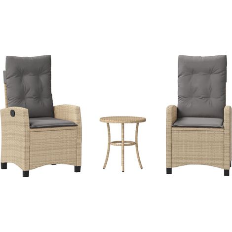 Maison Exclusive - 3-tlg. Bistro-Set mit Kissen Beigemischung Pol