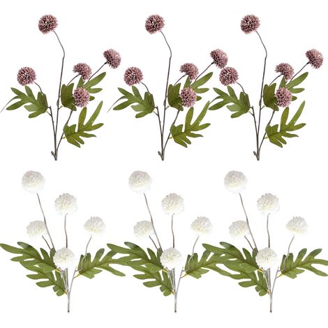 Lot de 6 fleurs artificielles d'automne, hortensias, fleurs séchées en soie, décoration intérieure automnale pour salon. (1/5)