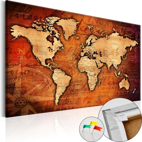 Tableau en Liège "Carte du Monde - Amber World" 40 x 60 cm (1/4)