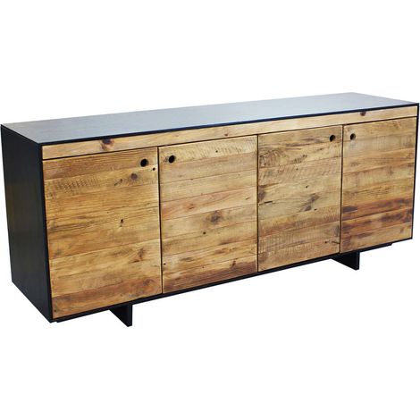 Mobile credenza da interno salotto in legno di pino a 4 ante con contorno in legno nero Linea Industrial (1/5)