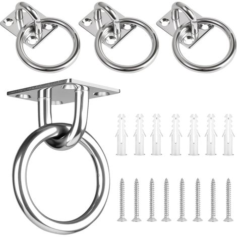 4 Pièces Crochet Suspension Plafond M5 en Inox avec Vis, Plaques à Oeil (1/5)