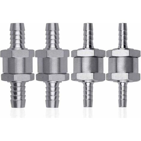 Pr 4 Pcs Clapet Anti-retour Gasoil en Alliage d'aluminium, 6/8/10/12mm Clapet de Carburant avec Flèche pour Essence Diesel Voiture Bateau Moto (1/5)