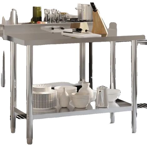 Mesa de trabajo, material de acero inoxidable, diseño robusto, verde militar (1/2)