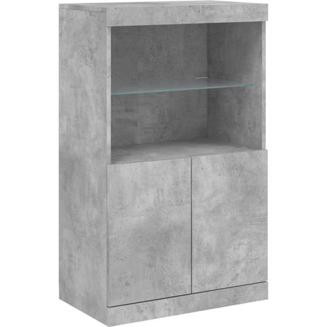 Credenza buffet cassettiera mobile contenitore organizer cucina soggiorno soggiorno con luci a LED 60,5 x 37 x 100 cm grigio 020030001