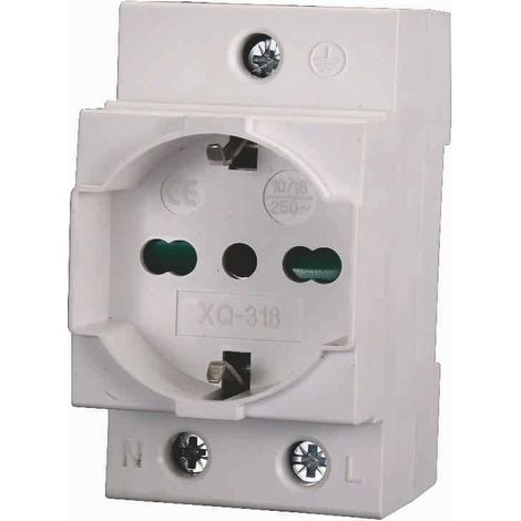 JXDA-05 Presa Schuko - Bipasso 16A 220Vac da quadro attacco DIN 2,5 Moduli LED (1/3)